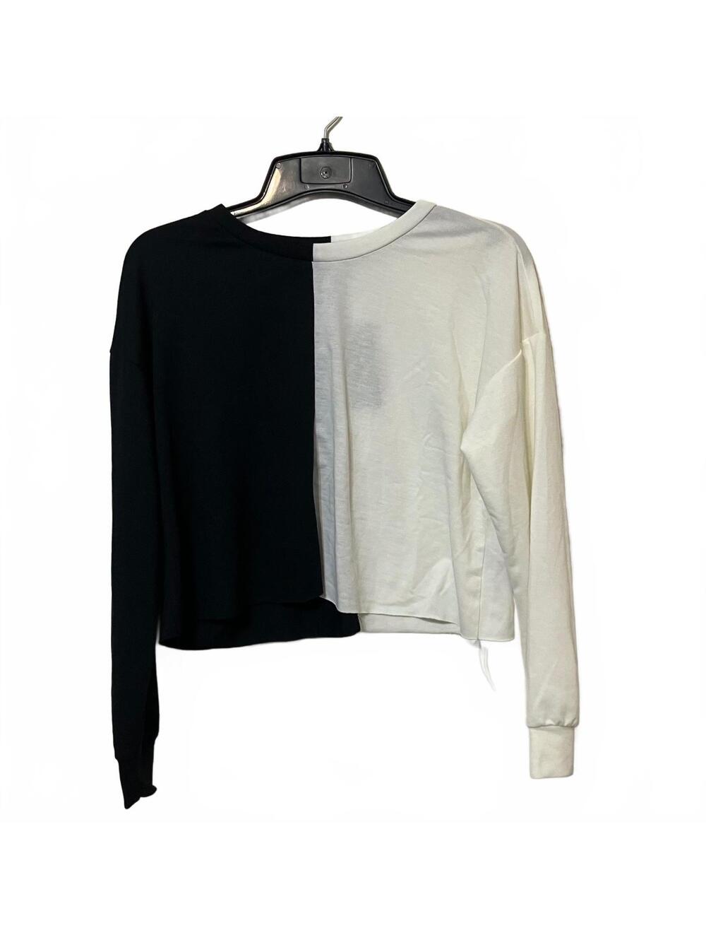 Honey & Sparkle Black White Minimalist Colorblock Long Sleeve Shirt Medium-New